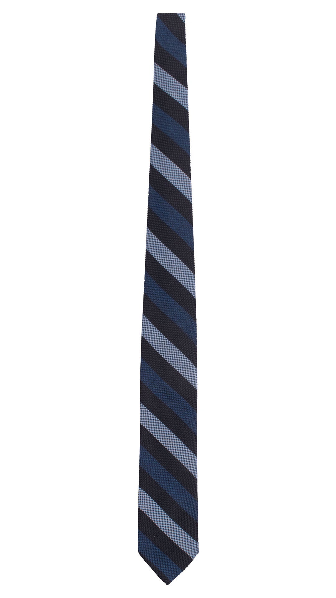 Cravatta Regimental di Lana Blu con Righe Azzurre Bluette L1327 Made in Italy Graffeo Cravatte Intera