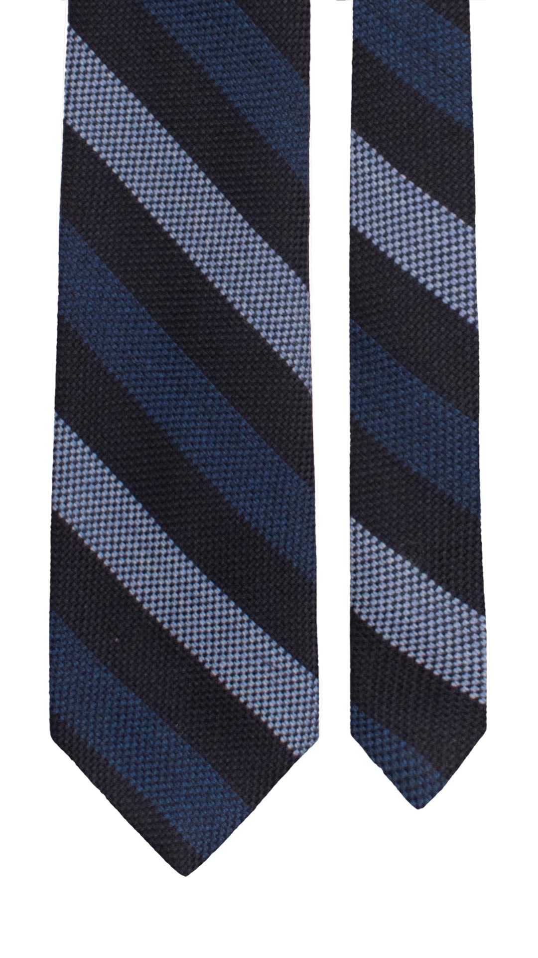 Cravatta Regimental di Lana Blu con Righe Azzurre Bluette L1327 Made in Italy Graffeo Cravatte Pala