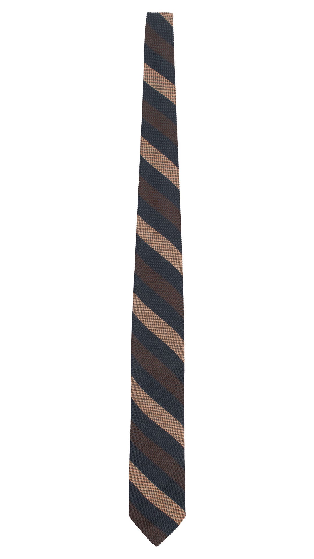 Man Blue Regimental Wool Tie Brown Beige Stripes L1323