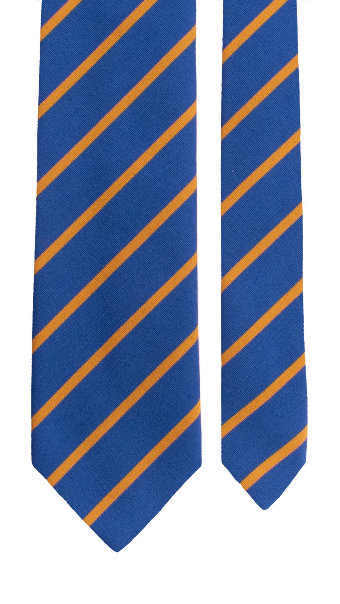 Cravatta Regimental di Lana Bluette con Righe Giallo Senape L1374 Made in Italy Graffeo Cravatte Pala