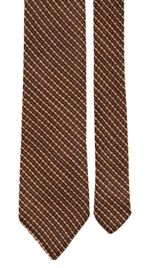 Cravatta Regimental di Lana Marrone con Righe Color Corda Made in Italy Graffeo Cravatte Pala