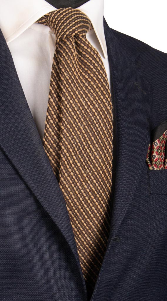 Cravatta Regimental di Lana Marrone con Righe Color Corda Made in italy Graffeo Cravatte