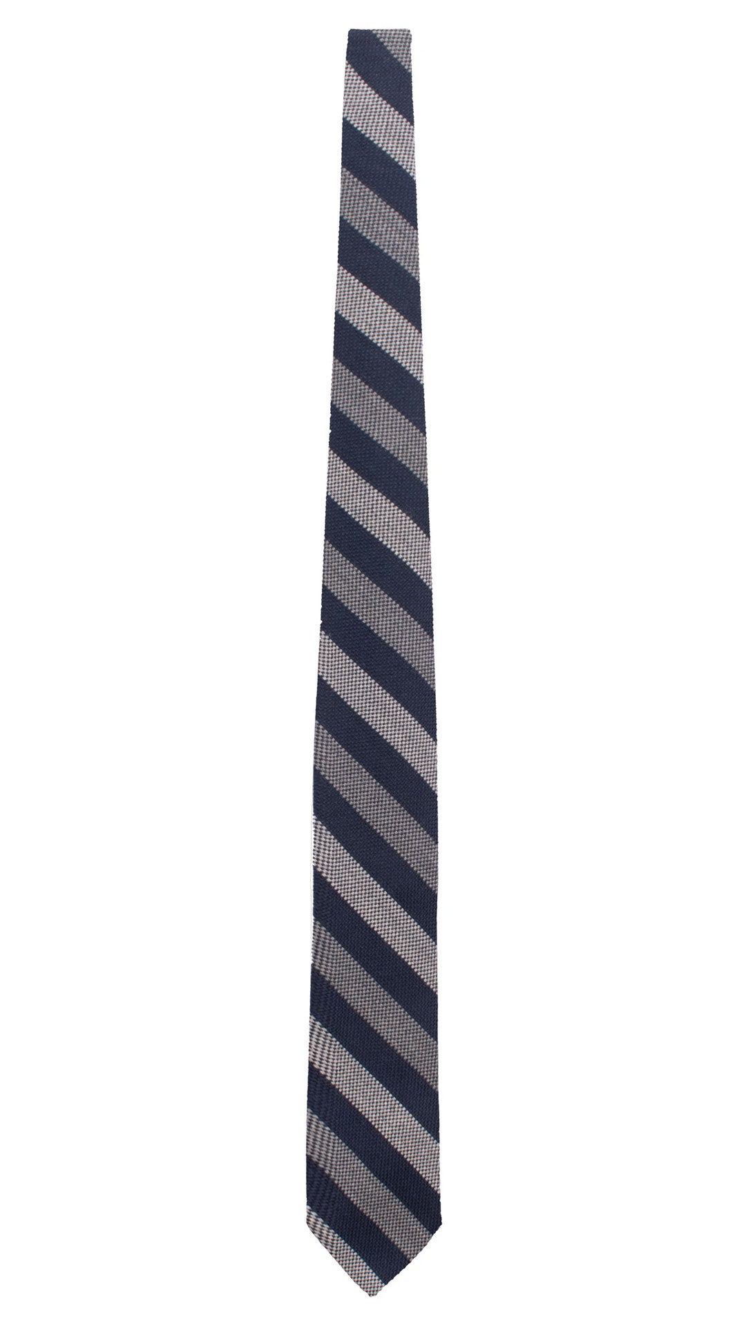 Cravatta Regimental di Lana con Righe Grigie Blu L1319 Made in Italy Graffeo Cravatte Intera