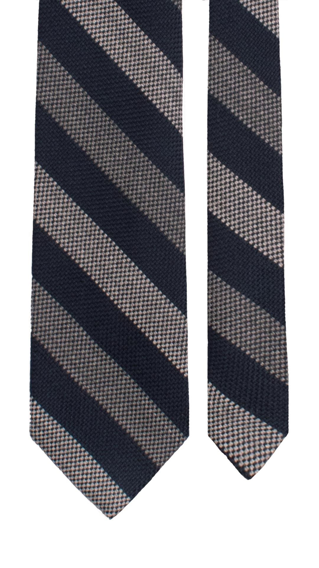 Cravatta Regimental di Lana con Righe Grigie Blu L1319 Made in Italy Graffeo Cravatte Pala