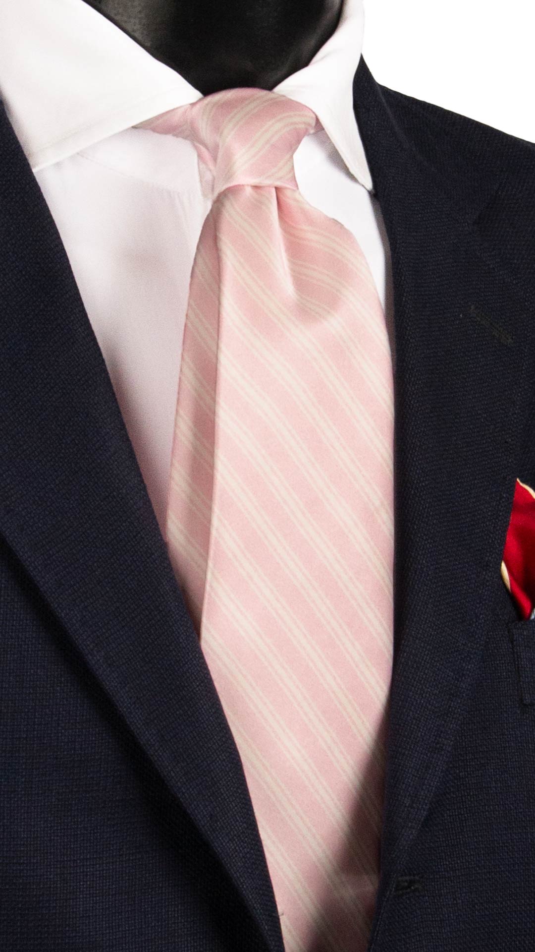 Cravatta Regimental di Raso Rosa con Righe Bianche 7715 Made in Italy Graffeo Cravatte