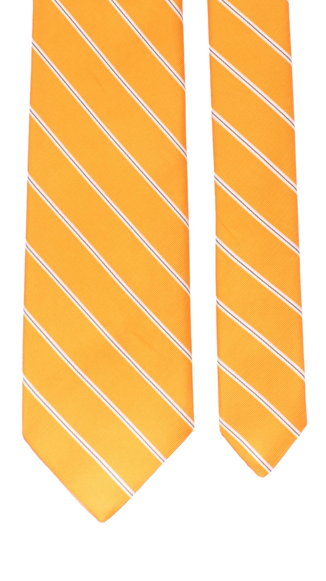 Cravatta Regimental di Seta Arancione con Righe Bianche Blu 7326 Pala