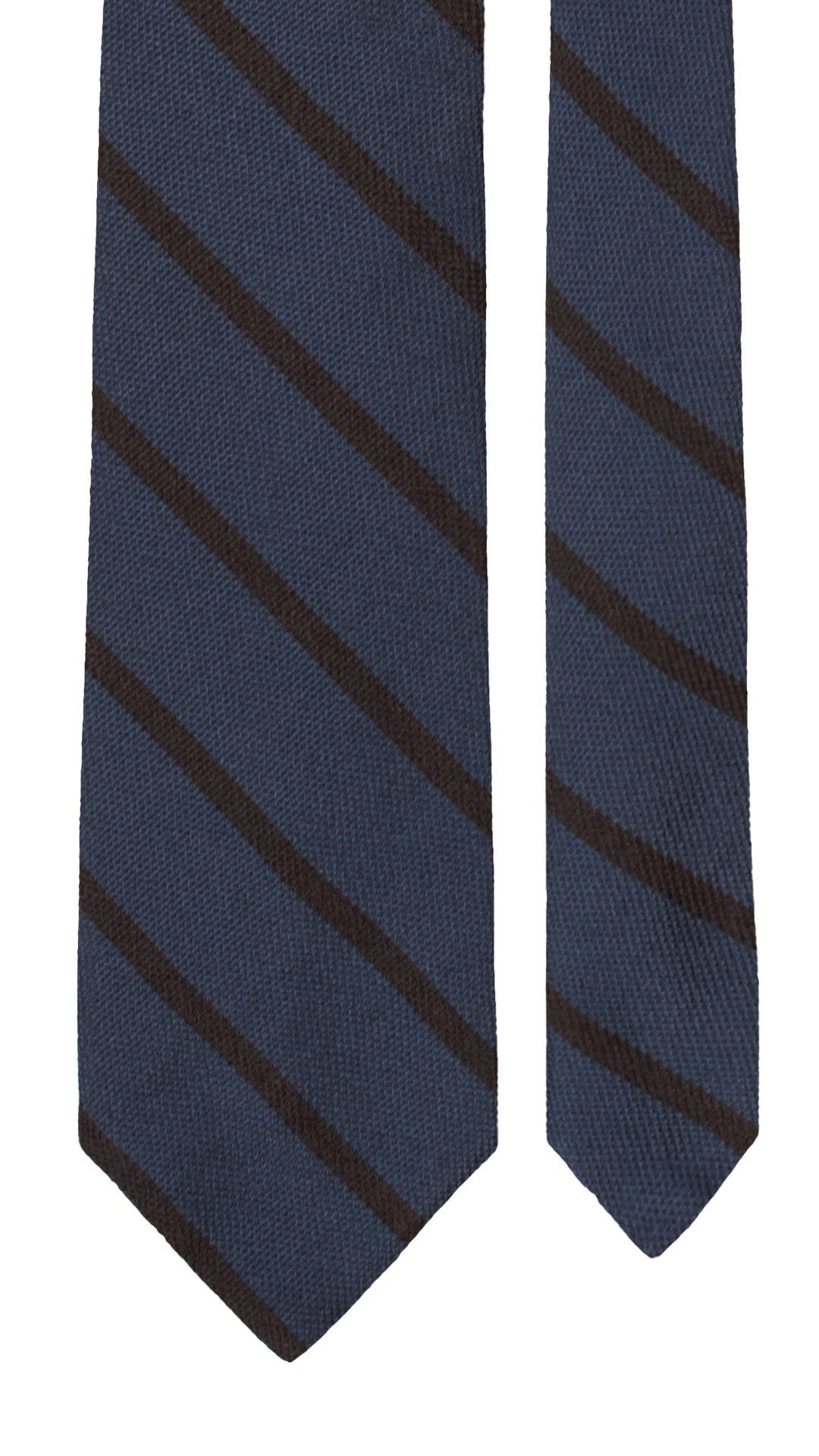Cravatta Regimental di Seta Avio con Righe Marrone Bruciato 7575 Made in Italy Graffeo Cravatte Pala