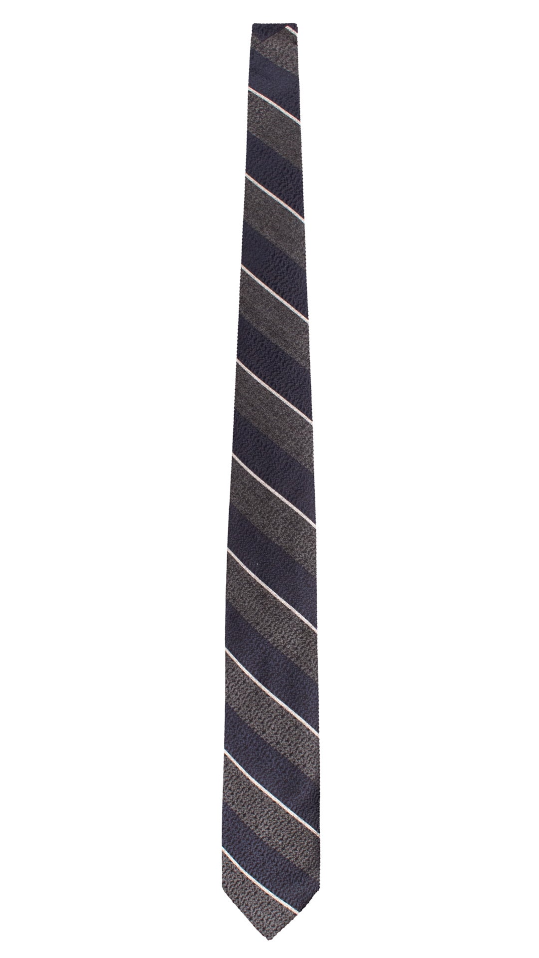 Cravatta Regimental di Seta Blu Grigio Antracite con Righe Bianche AN7728 Made in Italy Graffeo Cravatte Intera