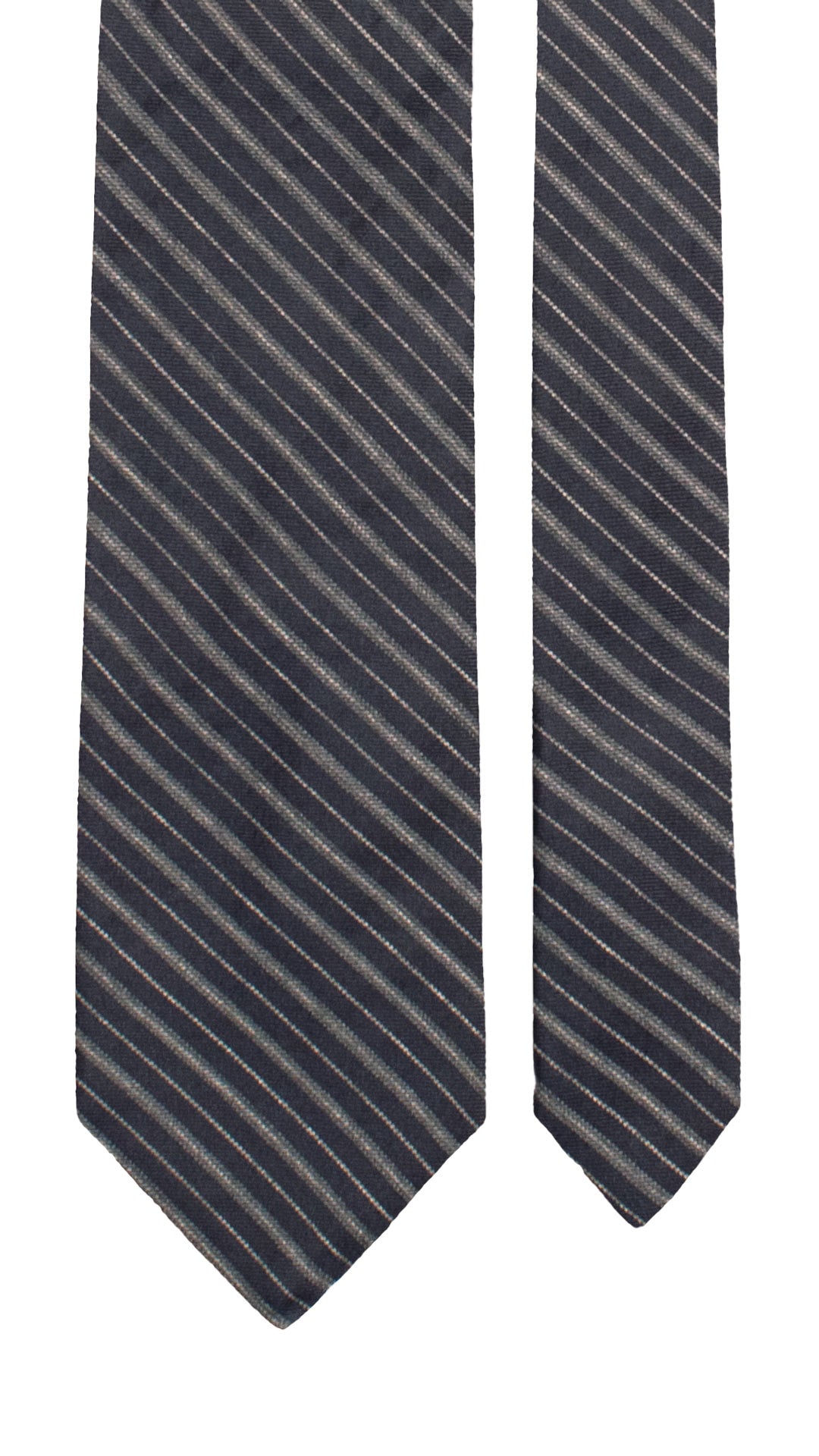 Cravatta Regimental di Seta Blu con Righe Grigie 7577 Made in Italy Graffeo Cravatte Pala