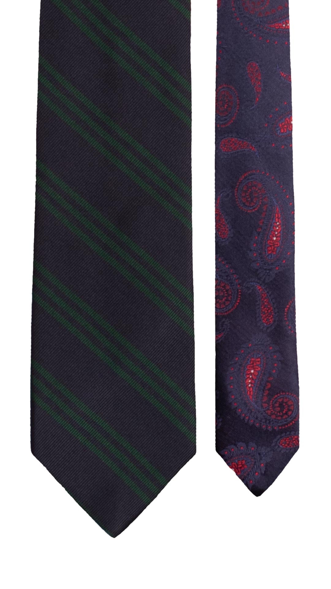 Cravatta Regimental di Seta Blu Verde Nodo in Contrasto Principe di Galles Verde Blu N3317 Graffeo Cravatte Made in Italy Pala