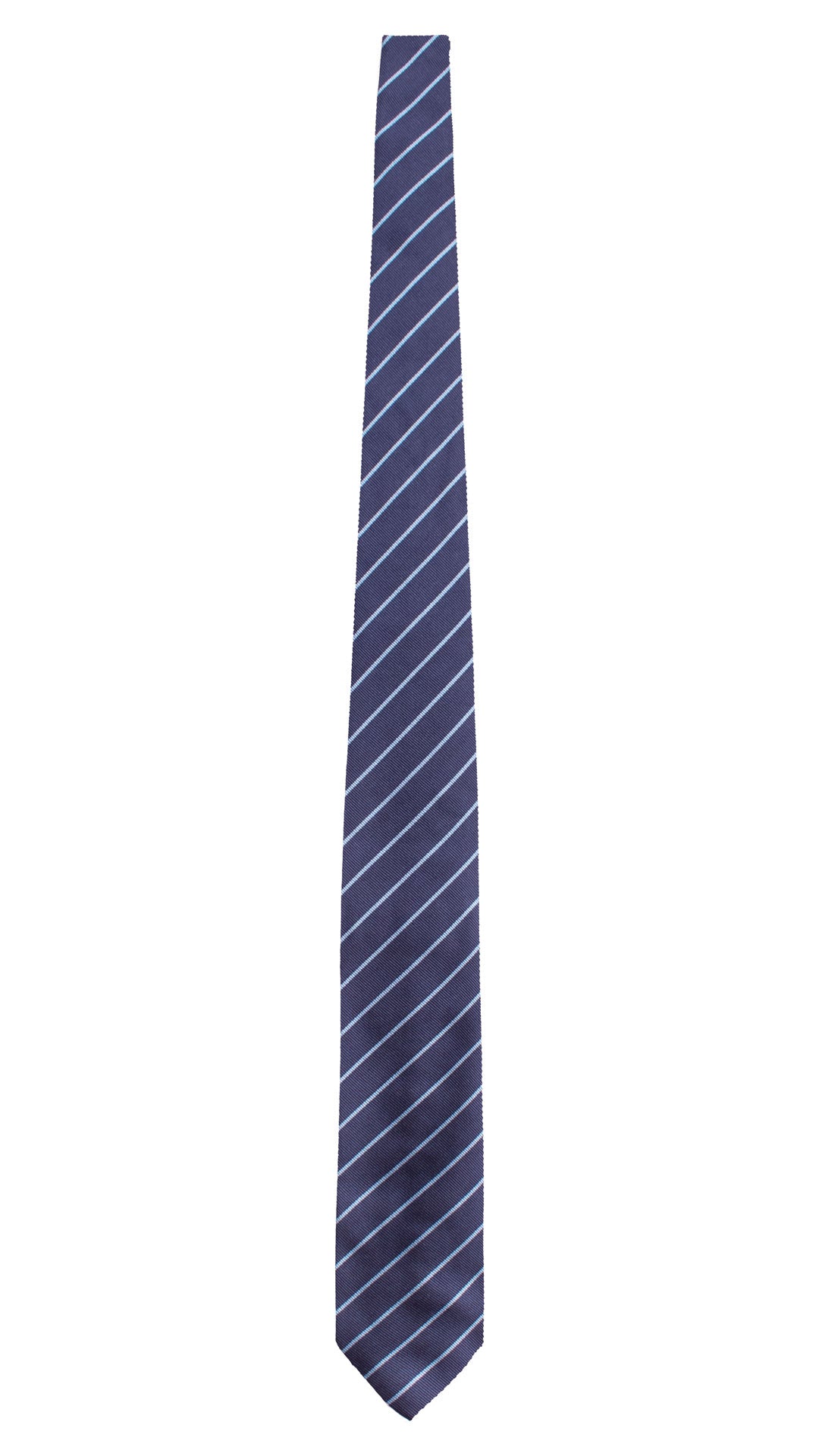 Cravatta Regimental di Seta Blu con Righe Azzurre 7776 Made in Italy Graffeo Cravatte Intera