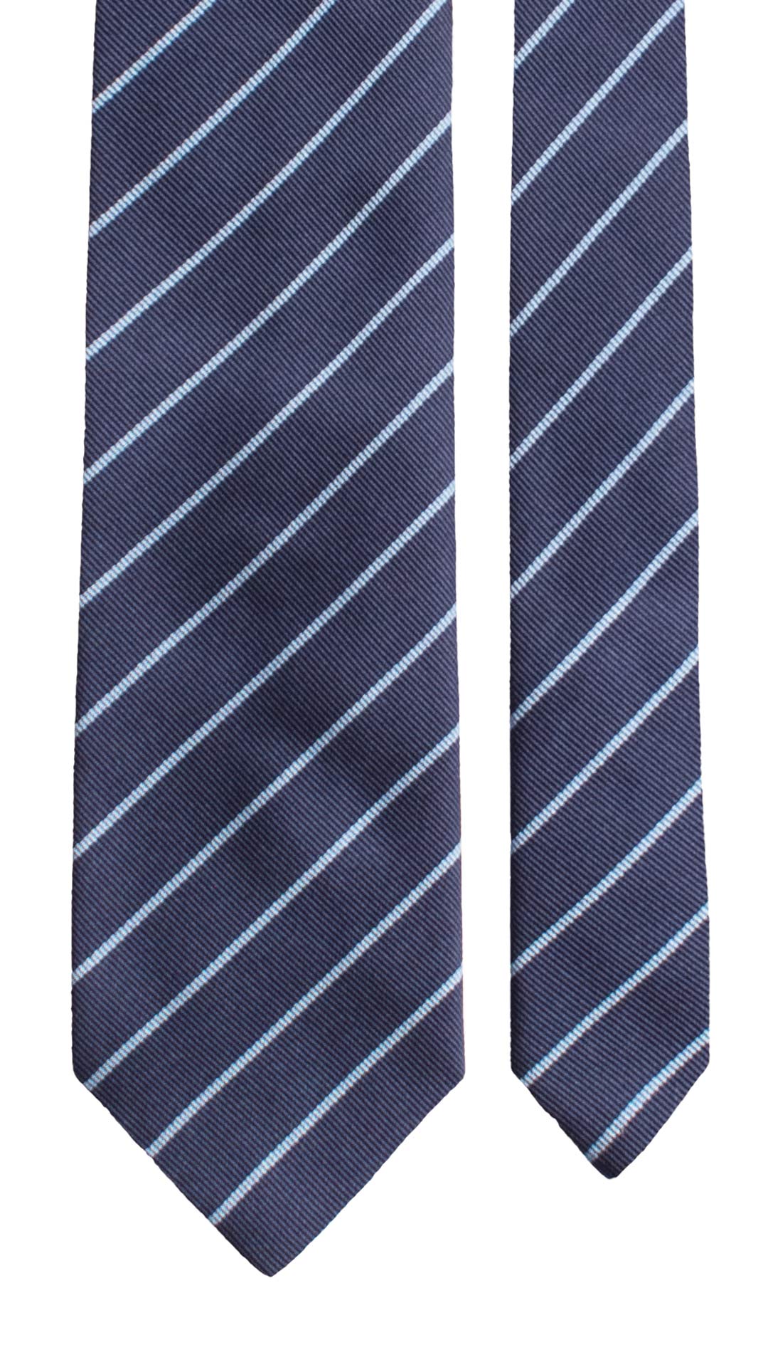 Cravatta Regimental di Seta Blu con Righe Azzurre 7776 Made in Italy Graffeo Cravatte Pala