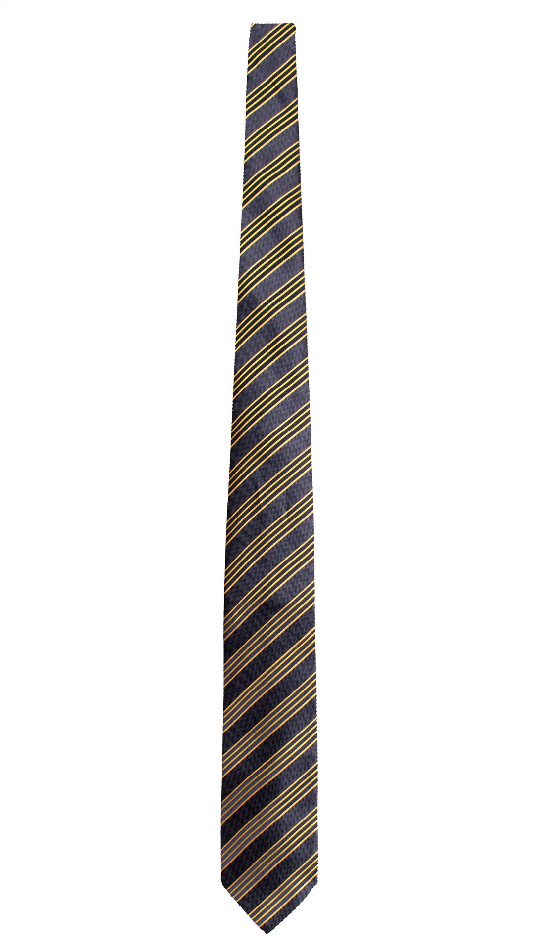 Cravatta Regimental di Seta Blu con Righe Gialle 1951 Graffeo Cravatte Made in Italy Intera