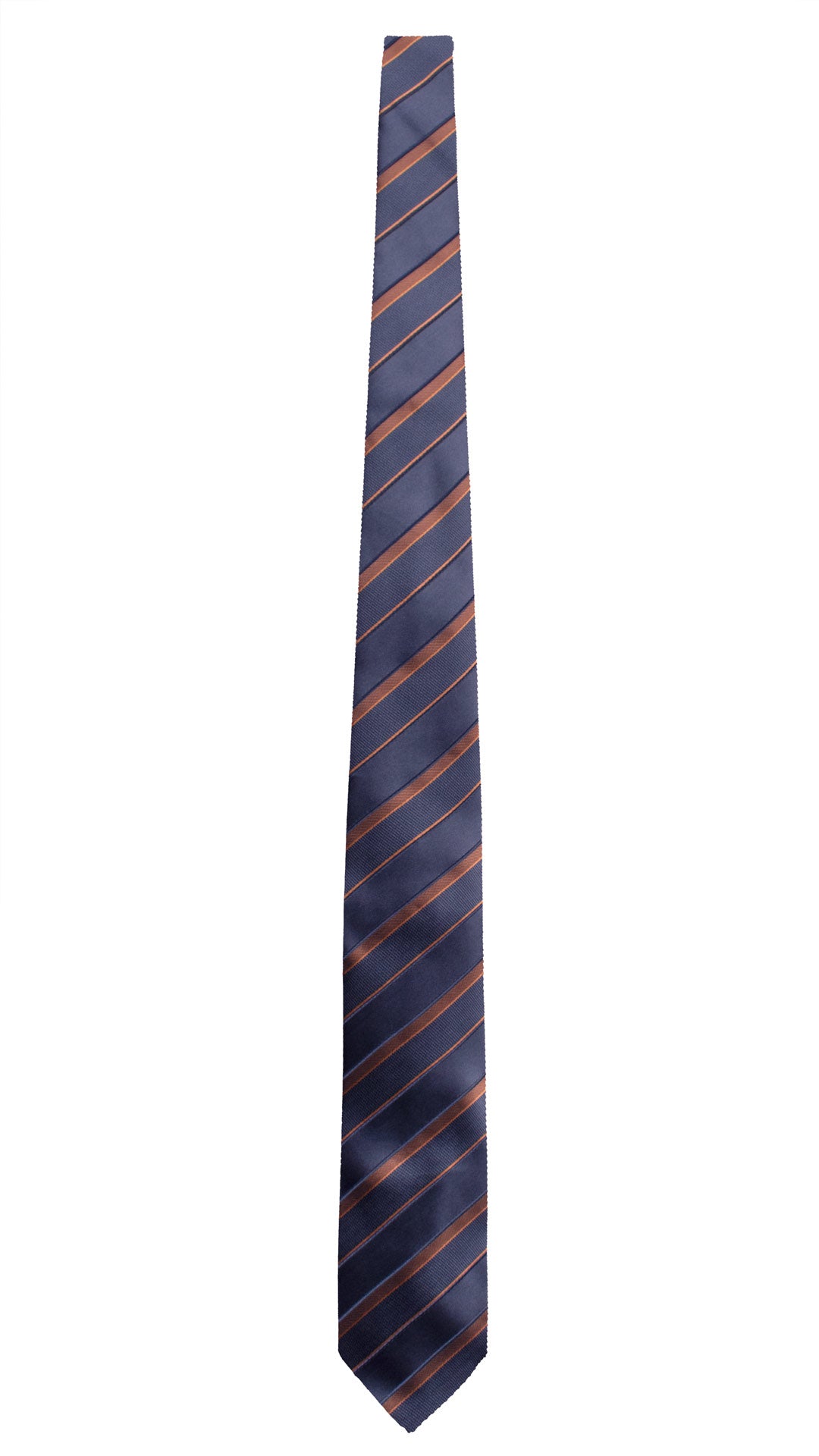 Cravatta Regimental di Seta Blu con Righe Marroni 1961 Graffeo Cravatte Made in Italy Intera