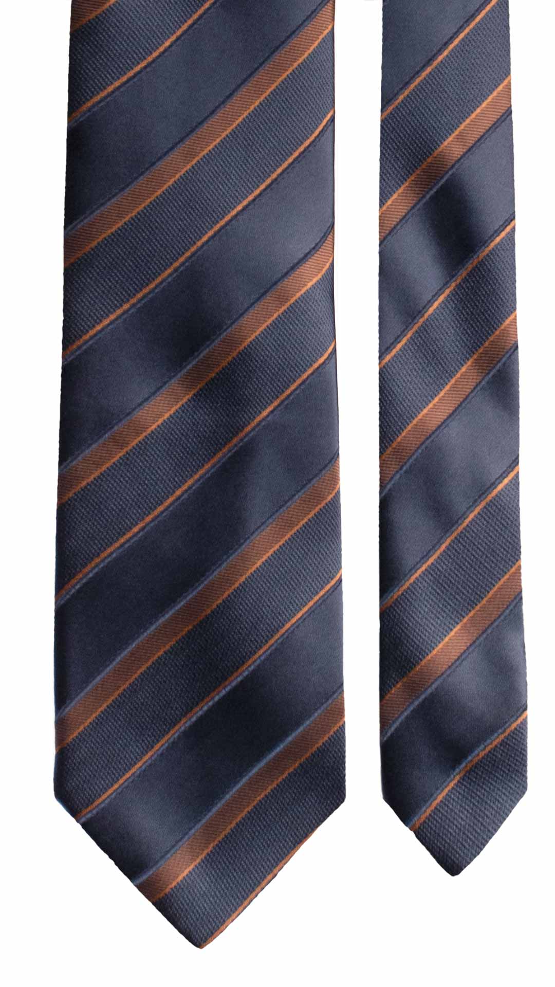 Cravatta Regimental di Seta Blu con Righe Marroni 1961 Graffeo Cravatte Made in Italy Pala