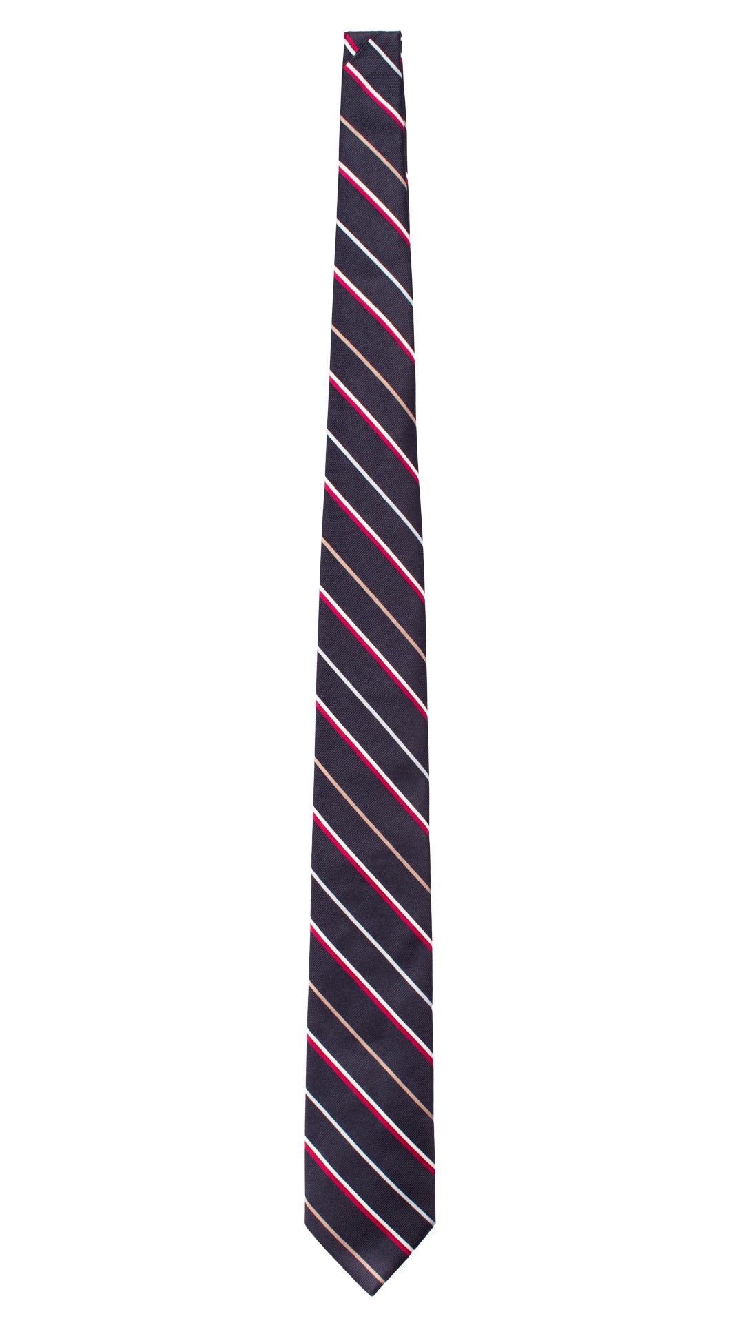Cravatta Regimental di Seta Blu con Righe Multicolor 7393 Made in Italy Graffeo Cravatte Intera