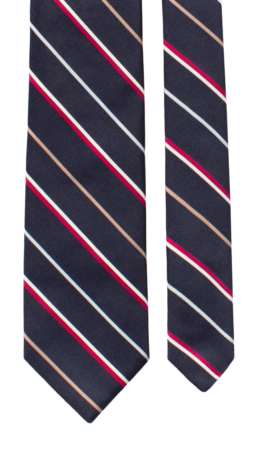 Cravatta Regimental di Seta Blu con Righe Multicolor 7393 Made in Italy Graffeo Cravatte Pala