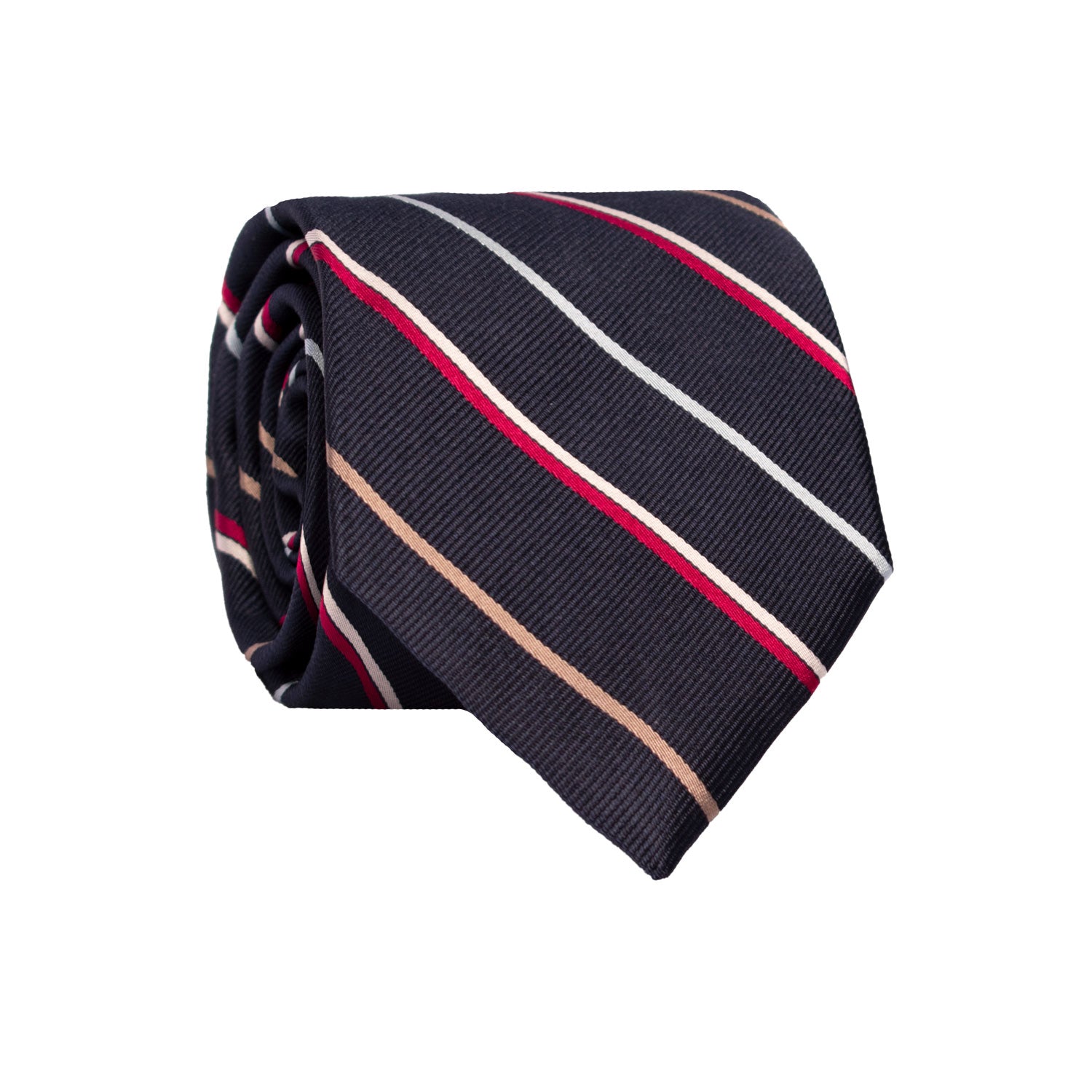 Cravatta Regimental di Seta Blu con Righe Multicolor 7393 Made in Italy Graffeo Cravatte Rotolo