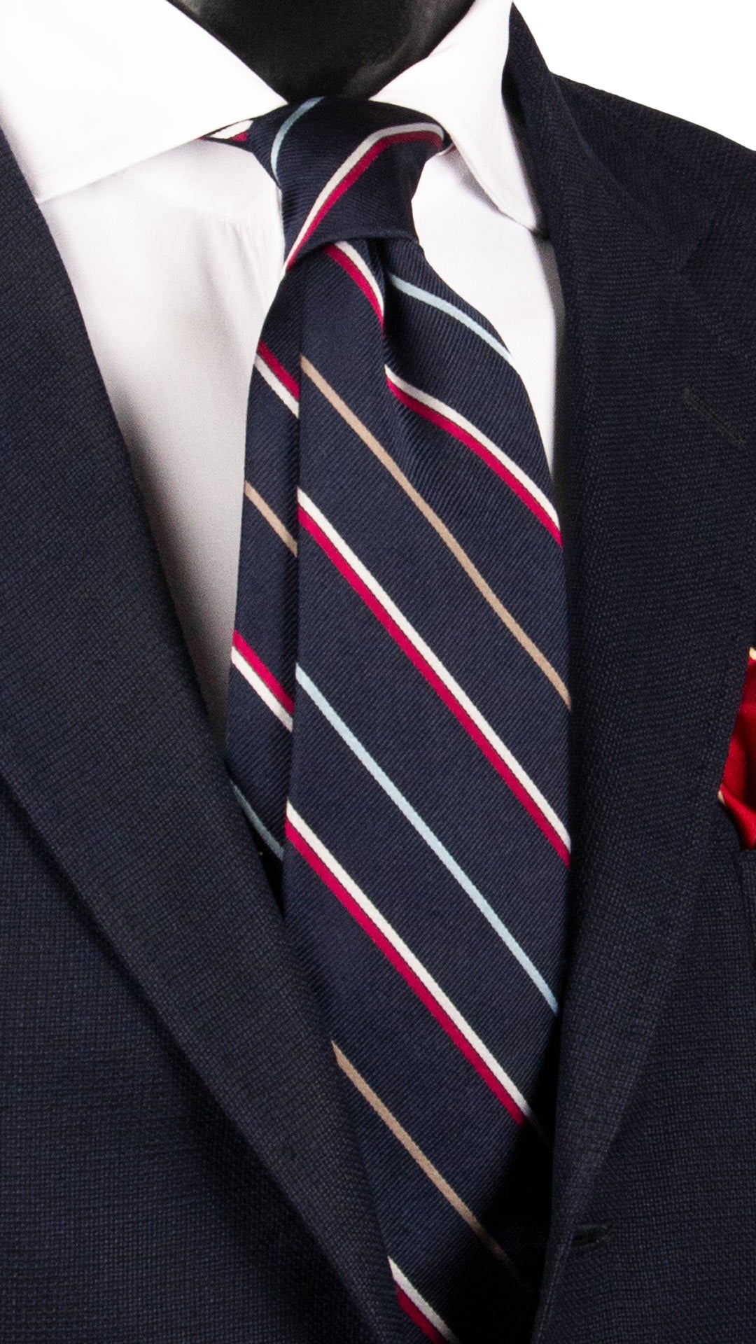 Cravatta Regimental di Seta Blu con Righe Multicolor 7393 Made in Italy Graffeo Cravatte