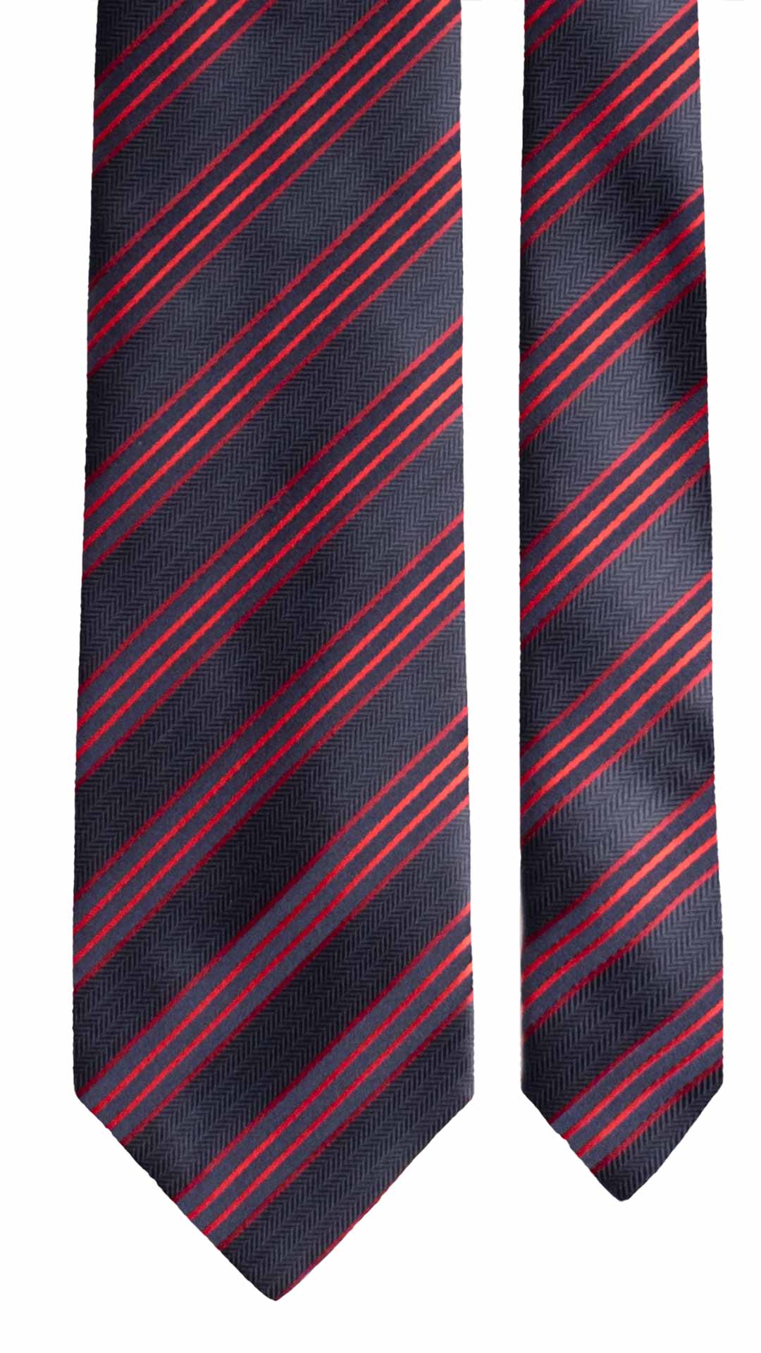 Cravatta Regimental di Seta Blu con Righe Rosse 1949 Graffeo Cravatte Made in Italy Pala