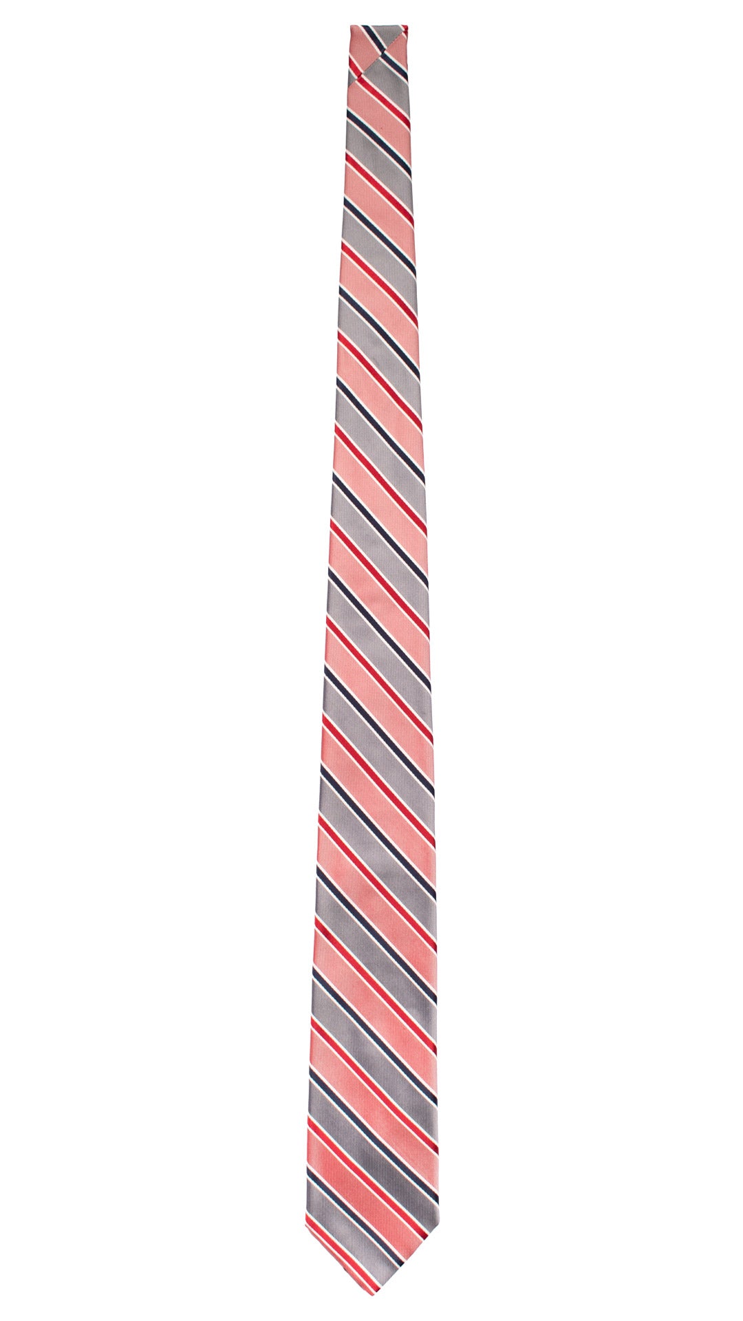 Cravatta Regimental di Seta Blu con Righe Rosse Bianche 7511 Made in Italy Graffeo Cravatte Intera