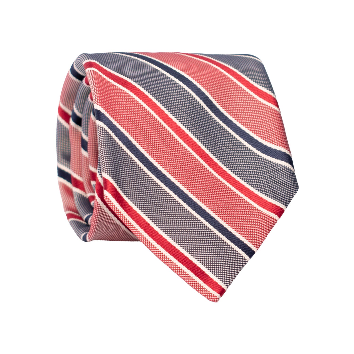Cravatta Regimental di Seta Blu con Righe Rosse Bianche 7511 Made in Italy Graffeo Cravatte Rotolo