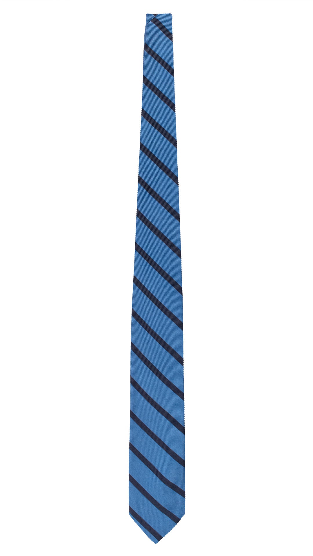 Cravatta Regimental di Seta Bluette con Righe Blu 7672 Made in Italy Graffeo Cravatte Intera