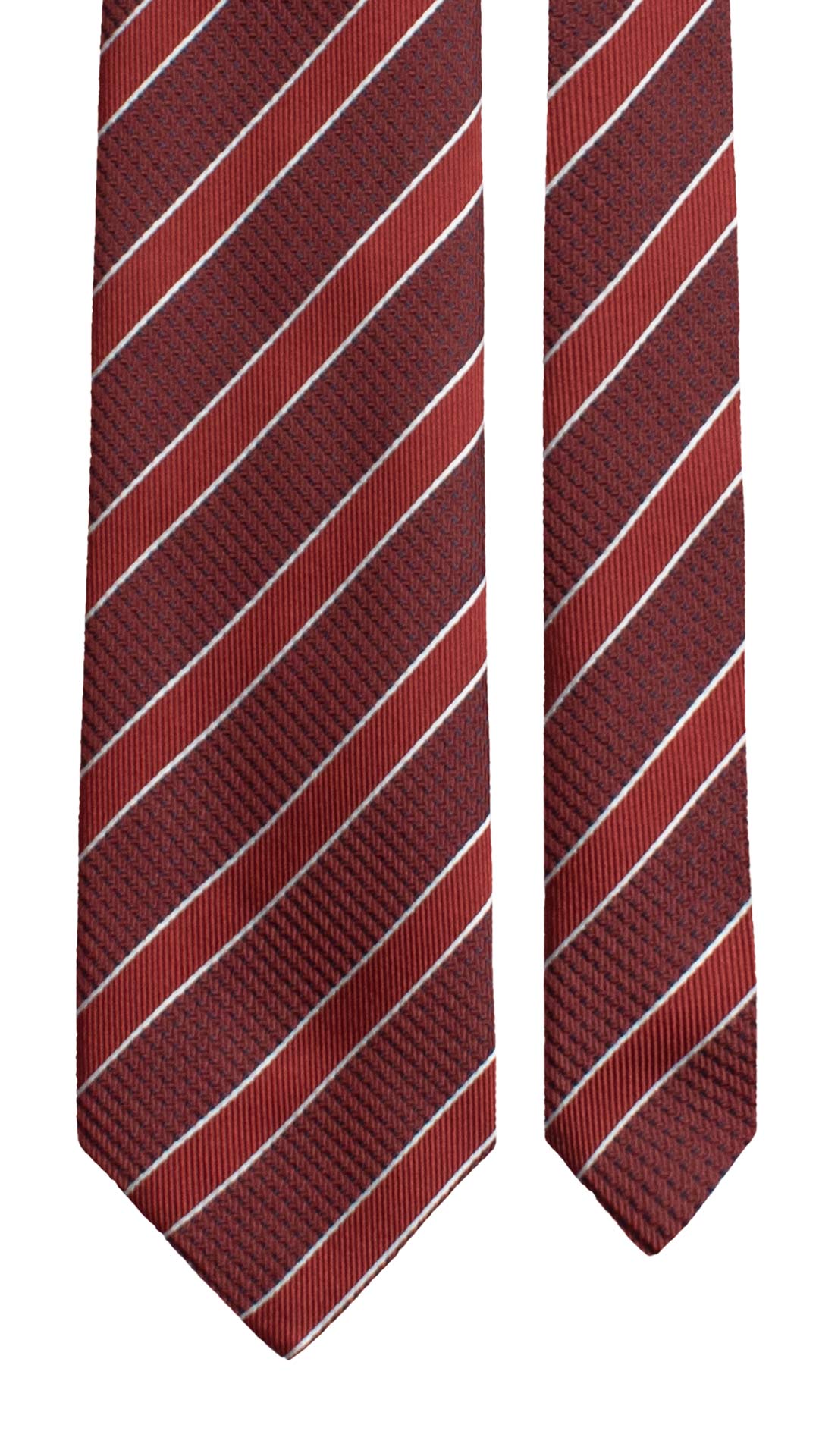 Cravatta Regimental di Seta Borgogna Blu con Righe Rosso Bordeaux Grigie 7756 Made in Italy Graffeo Cravatte Pala