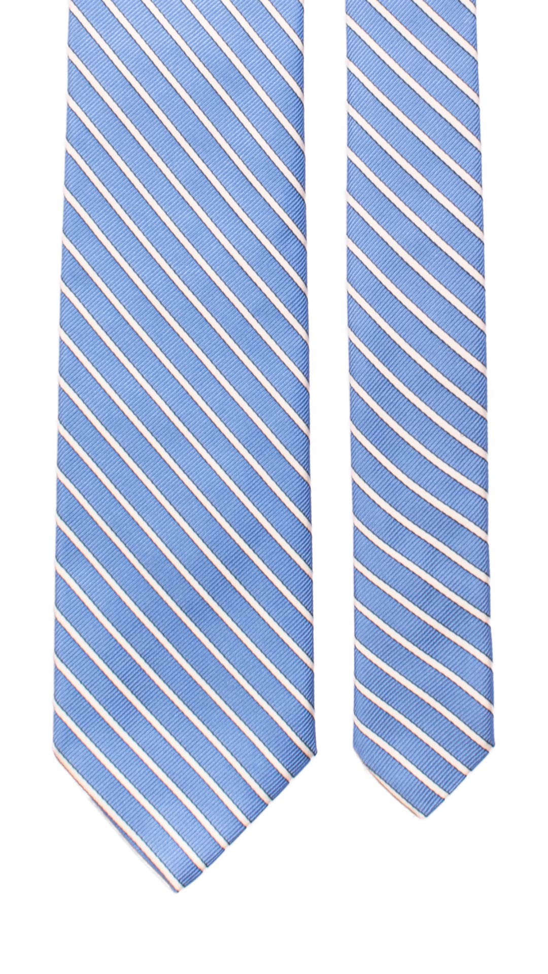 Cravatta Regimental di Seta Celeste con Righe Bianche 7321 Graffeo Cravatte Made in Italy Pala