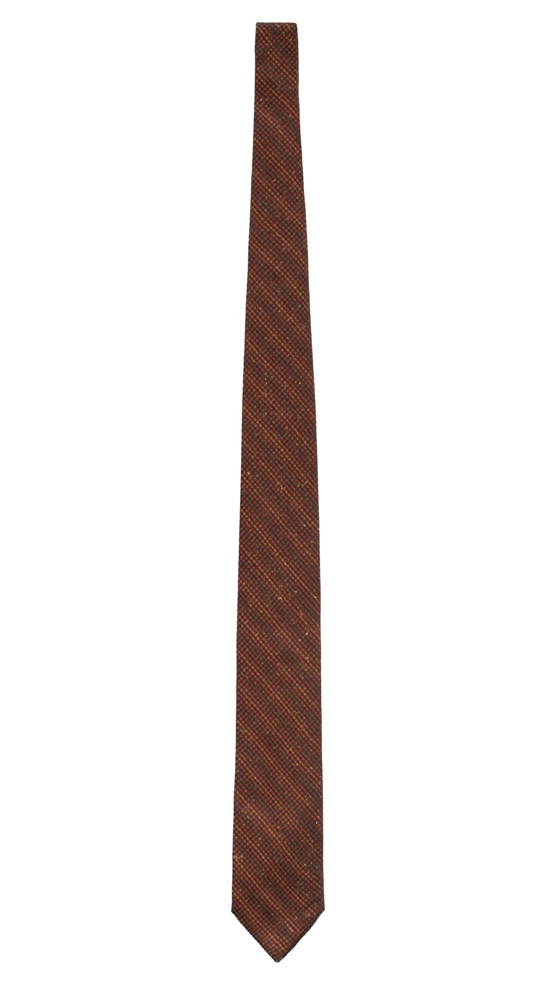 Cravatta Regimental di Seta Cotone Marrone a Quadri Effetto Tweed Multicolor 7395 Cravatte Intera