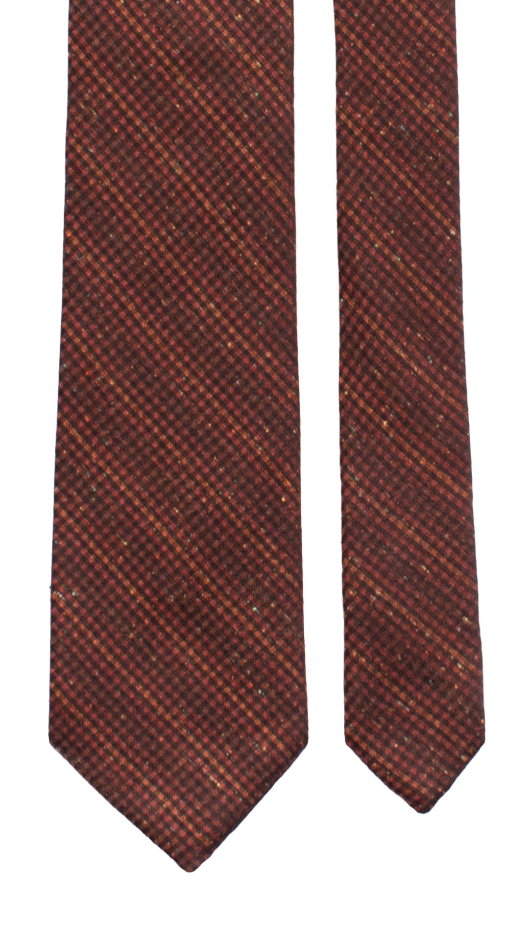 Cravatta Regimental di Seta Cotone Marrone a Quadri Effetto Tweed Multicolor 7395 Cravatte Pala