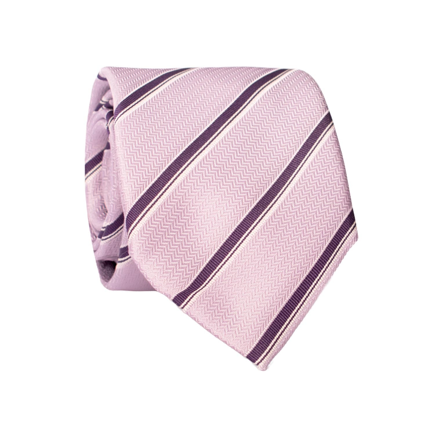 Cravatta Regimental di Seta Glicine con Righe Viola Bianche 7301 Graffeo Cravatte Made in Italy Rotolo