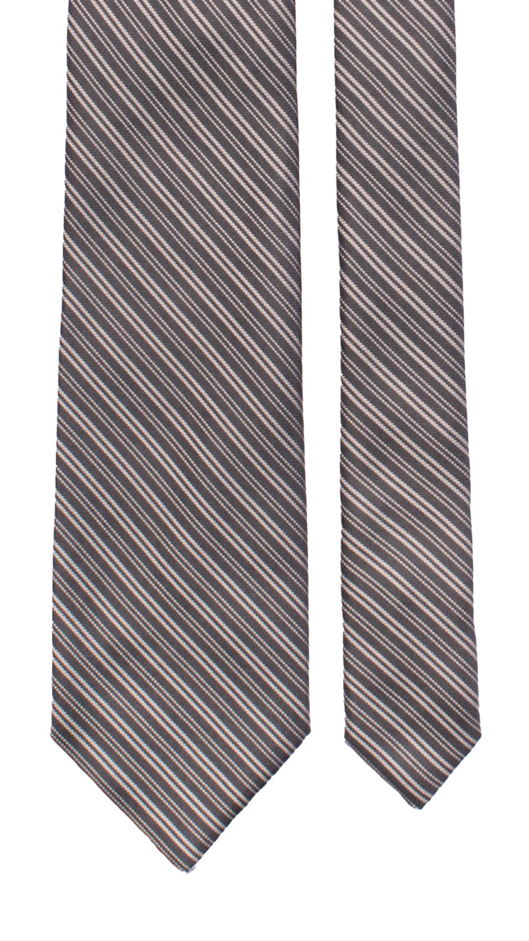 Cravatta Regimental di Seta Grigio Antracite Grigio Argento 7401 Made in Italy Graffeo Cravatte Pala