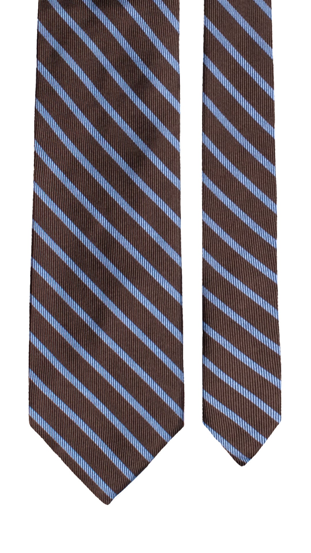 Cravatta Regimental di Seta Marrone Bruciato con Righe Azzurre 7630  Made in Italy Graffeo Cravatte Pala