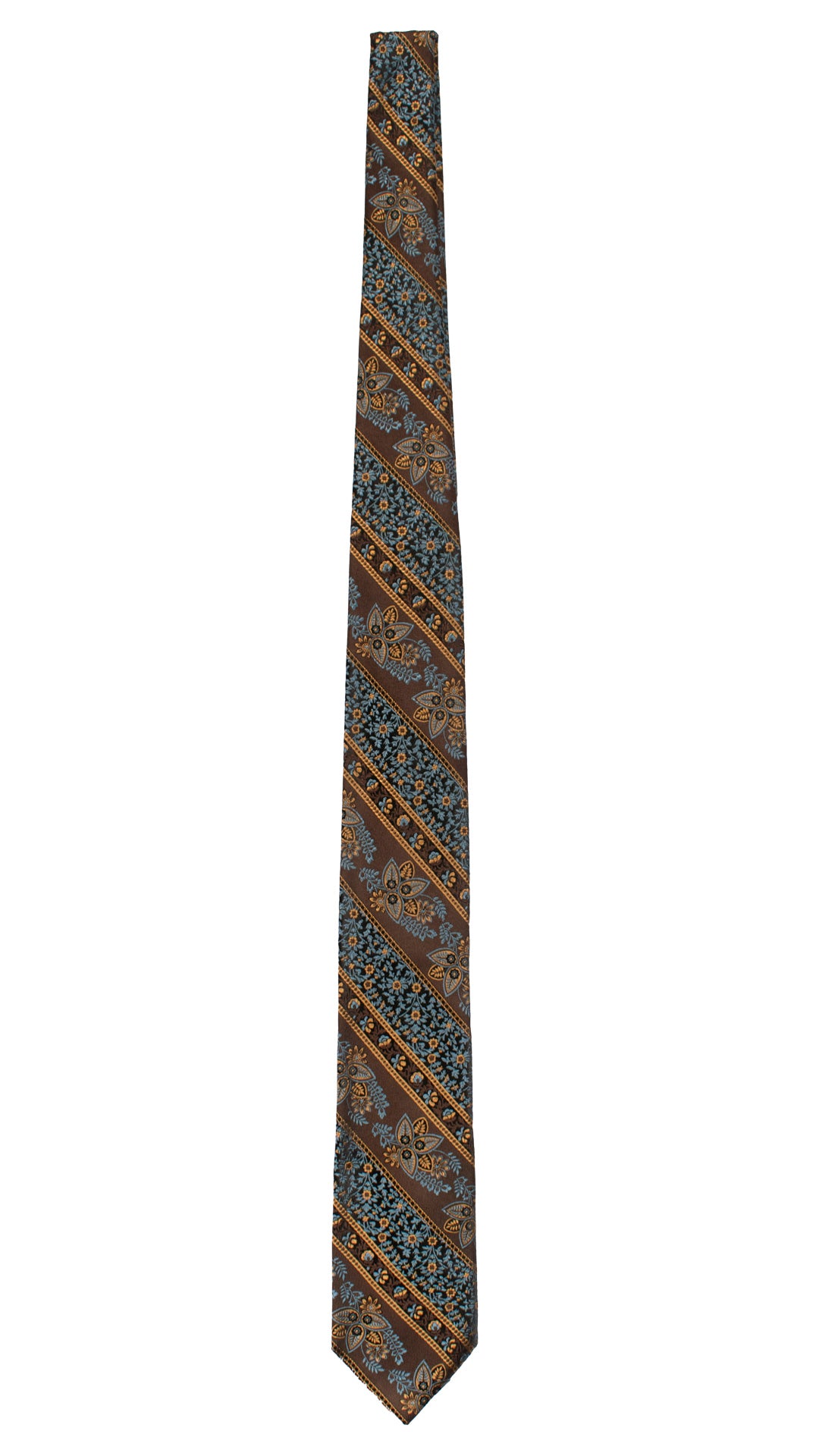 Cravatta Regimental di Seta Marrone Nero a Fiori Multicolor AN7413 Made in Italy Graffeo Cravatte Intera