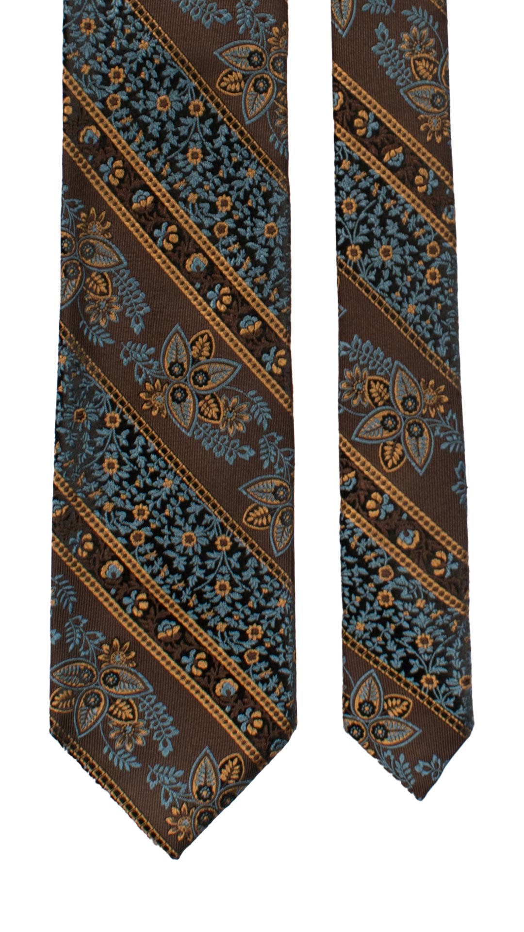 Cravatta Regimental di Seta Marrone Nero a Fiori Multicolor AN7413 Made in Italy Graffeo Cravatte Pala