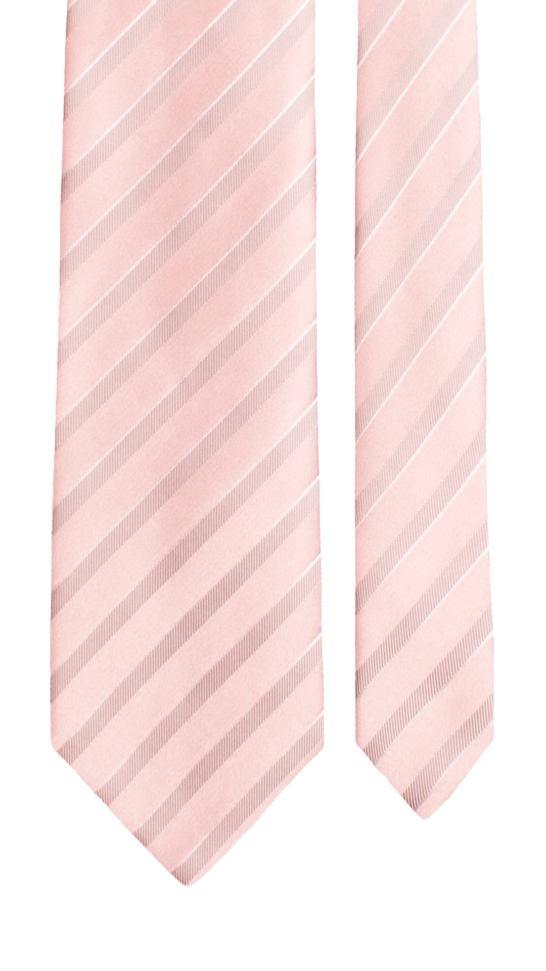 Cravatta Regimental di Seta Rosa Antico con Righe Grigie Bianche 7550 Made in Italy Graffeo Cravatte Pala