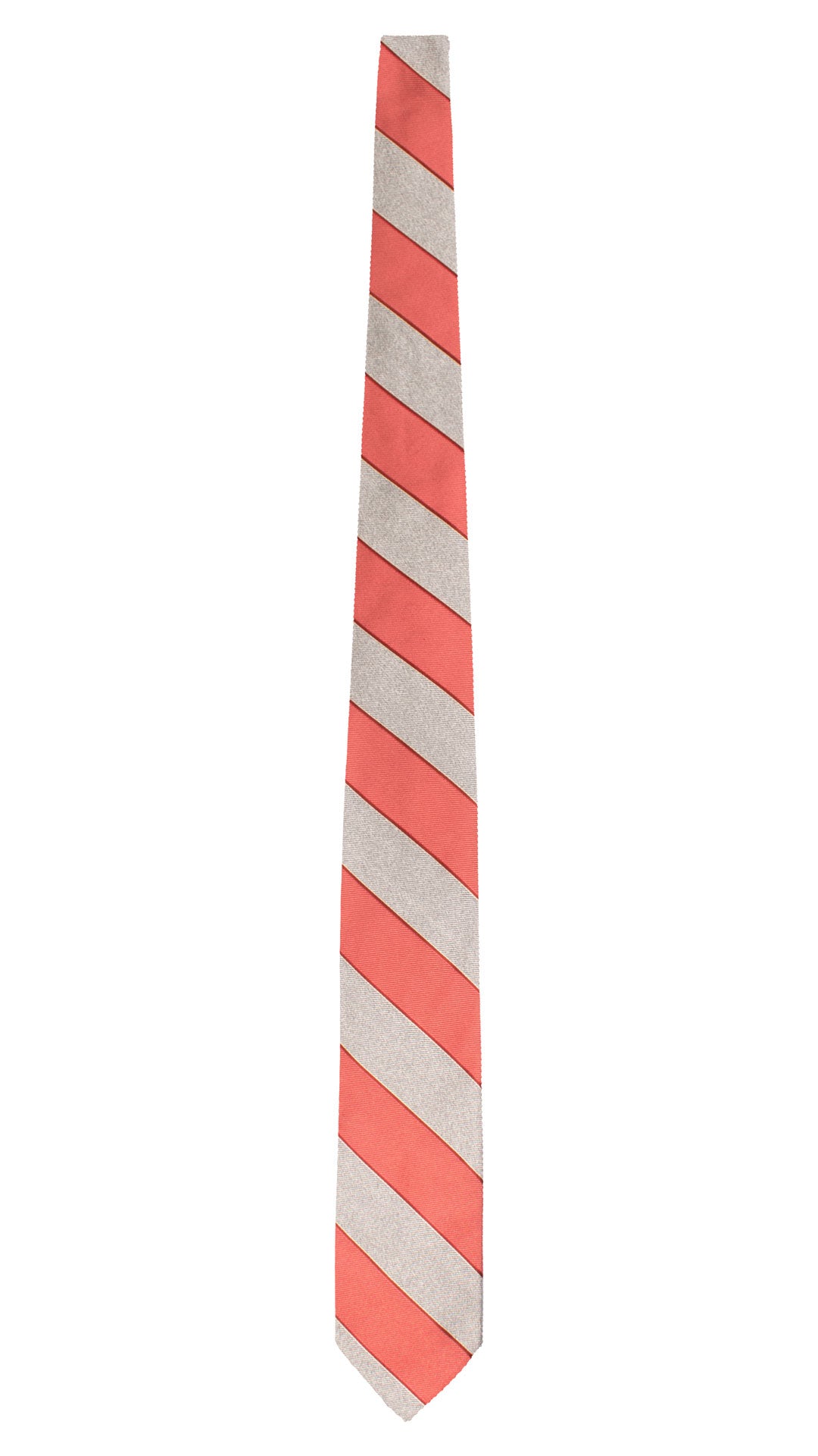 Cravatta Regimental di Seta Rosa Salmone Tortora con Righe Rosso Bordeaux Beige 7764 Made in Italy Graffeo Cravatte Intera