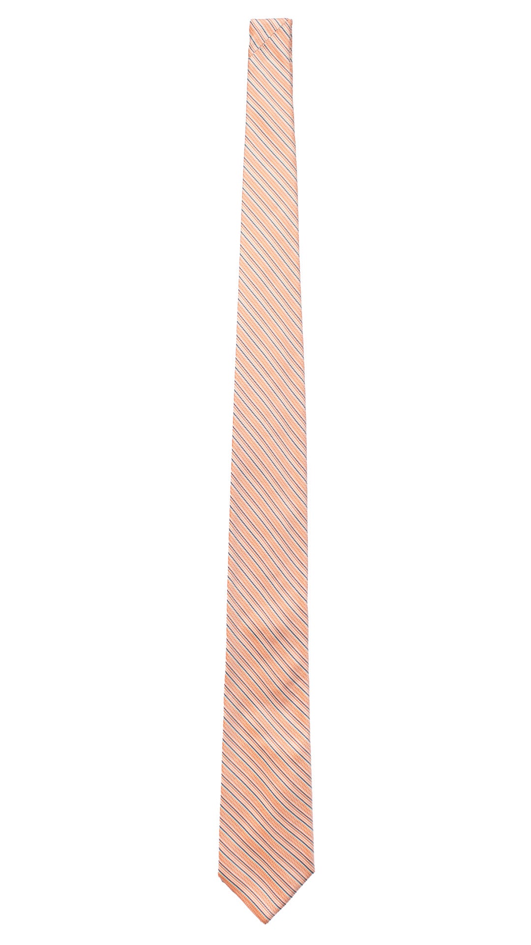 Cravatta Regimental di Seta Rosa Salmone con Righe Blu Bianche 7512 Made in Italy Graffeo Cravatte Intera