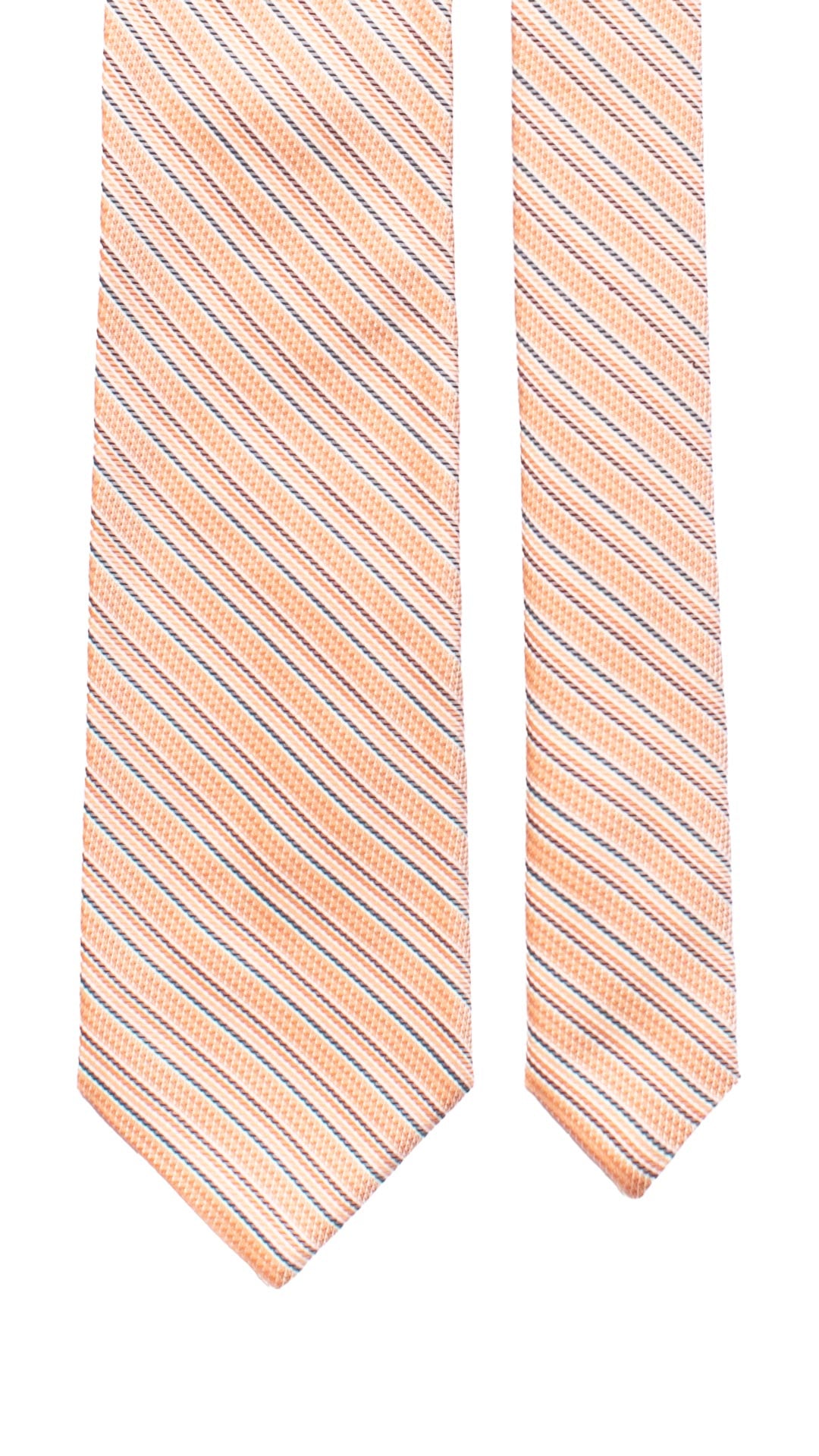 Cravatta Regimental di Seta Rosa Salmone con Righe Blu Bianche 7512 Made in Italy Graffeo Cravatte Pala