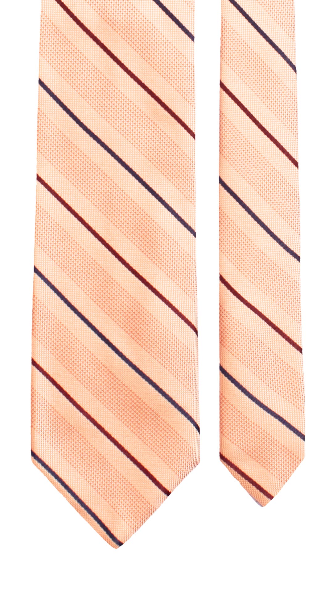 Cravatta Regimental di Seta Rosa Salmone con Righe Bordeaux Blu 7659  Made in Italy Graffeo Cravatte Pala