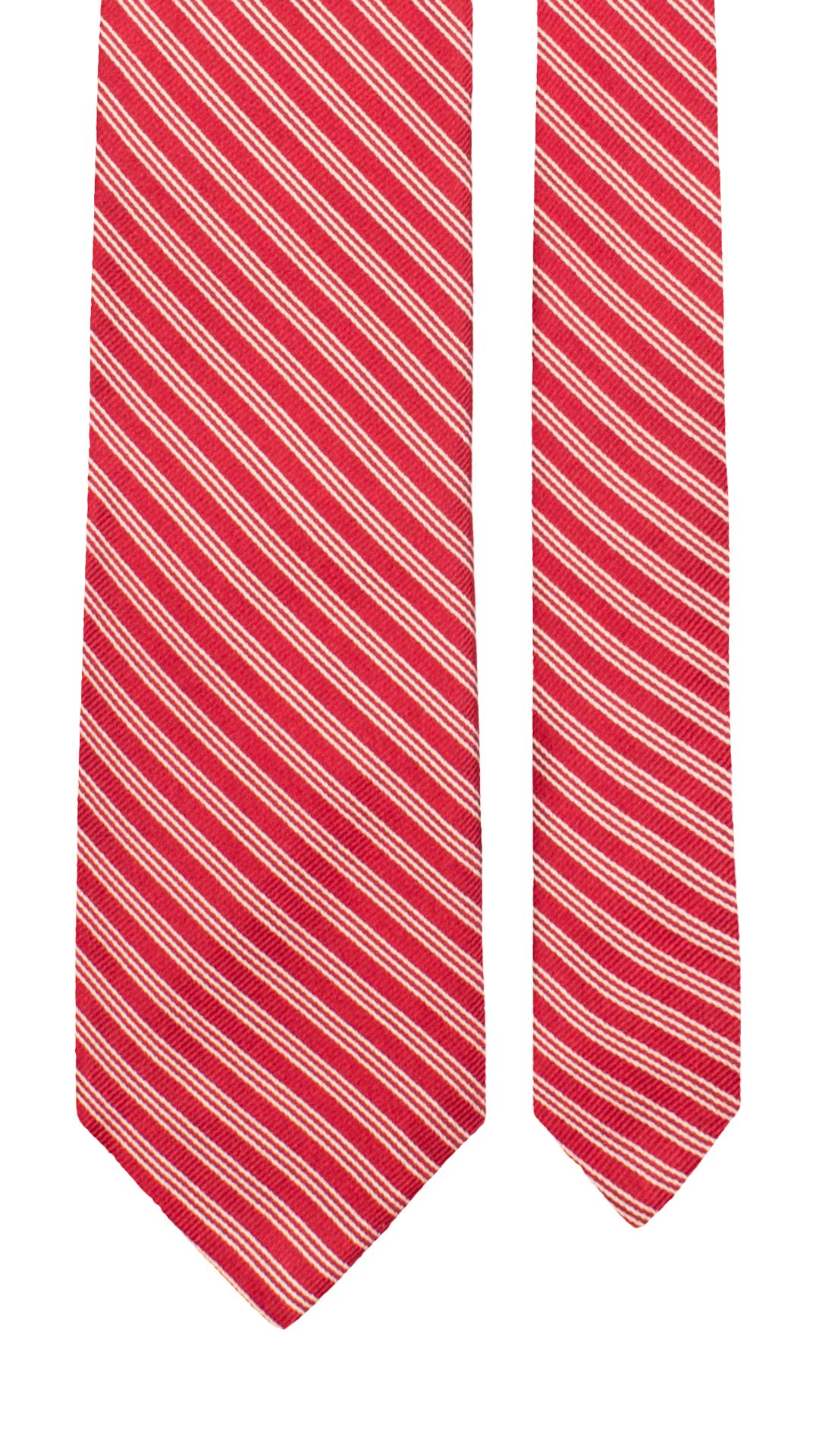 Cravatta Regimental di Seta Rossa con Righe Bianche 7628 Made in Italy Graffeo Cravatte Pala