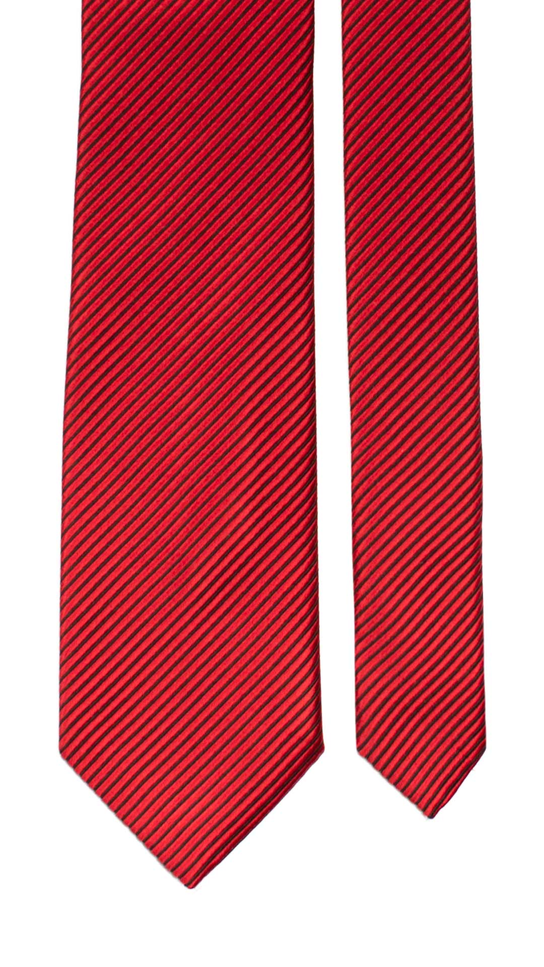 Cravatta Regimental di Seta Rossa con Righe Blu 7147 Graffeo Cravatte Made in Italy Pala