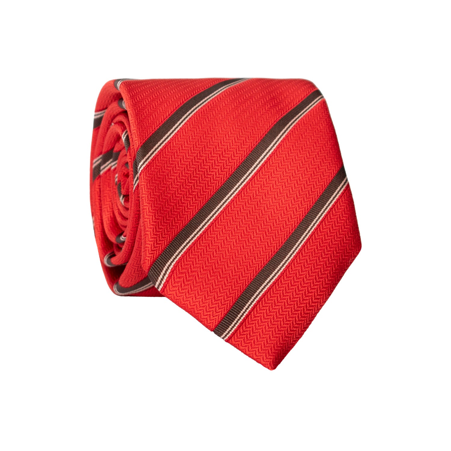 Cravatta Regimental di Seta Rossa con Righe Grigio Scuro Grigio Chiaro 7348 Graffeo Cravatte Made in Italy Rotolo