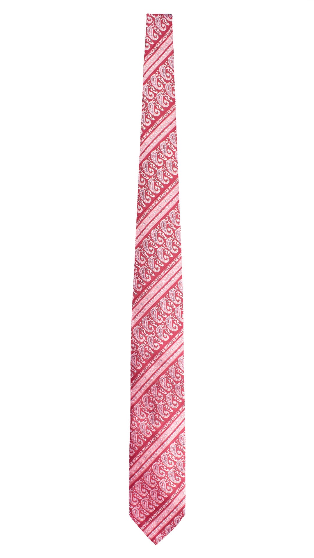 Cravatta Regimental di Seta Rosso Bordeaux Paisley Rosa Lilla Bianco 1630 Graffeo Cravatte Made in Italy Intera