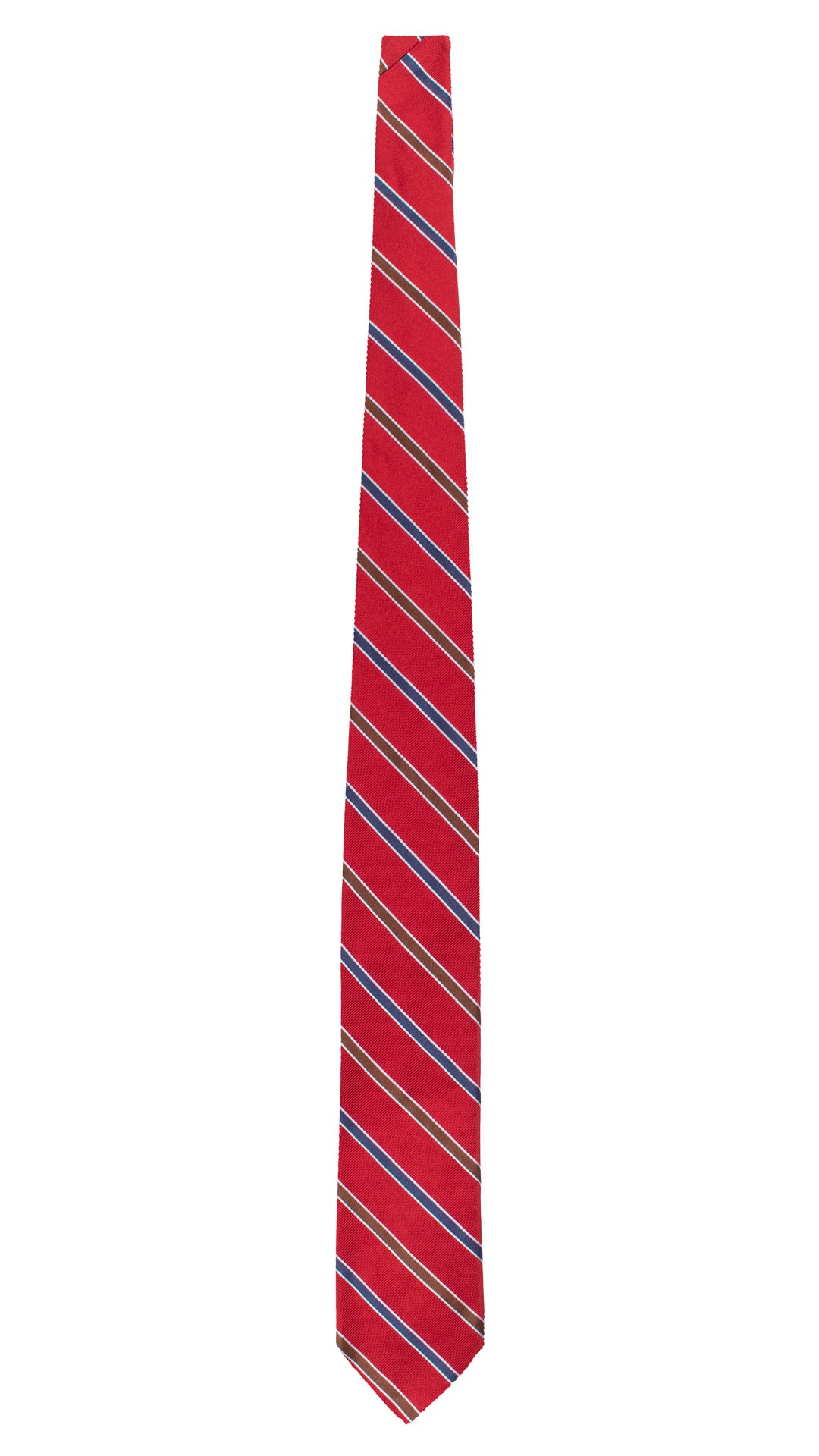 Cravatta Regimental di Seta Rosso Bordeaux con Righe Blu Marroni Celesti 7644 Made in Italy Graffeo Cravatte Intera