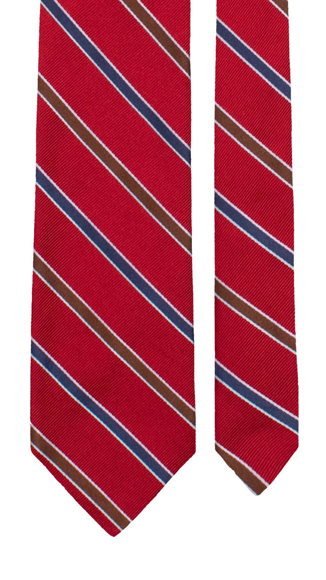 Cravatta Regimental di Seta Rosso Bordeaux con Righe Blu Marroni Celesti 7644 Made in Italy Graffeo Cravatte Pala