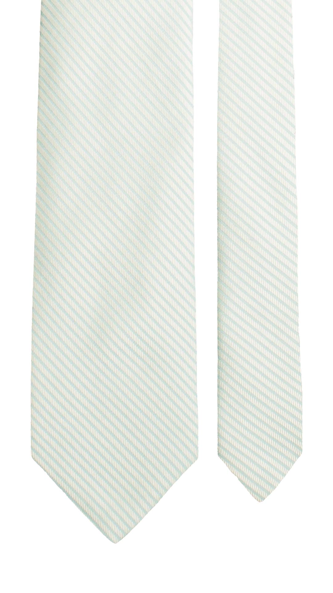 Cravatta Regimental di Seta Verde Acqua con Righe Verde Acqua Scuro 7533 Made in Italy Graffeo Cravatte Pala