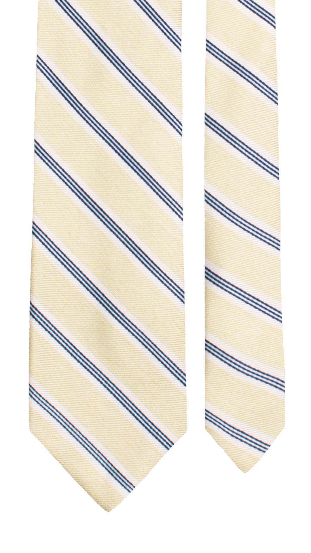 Cravatta Regimental di Seta Verde Chiaro con Righe Blu Bianche Celesti 7674 Made in Italy Graffeo Cravatte Pala