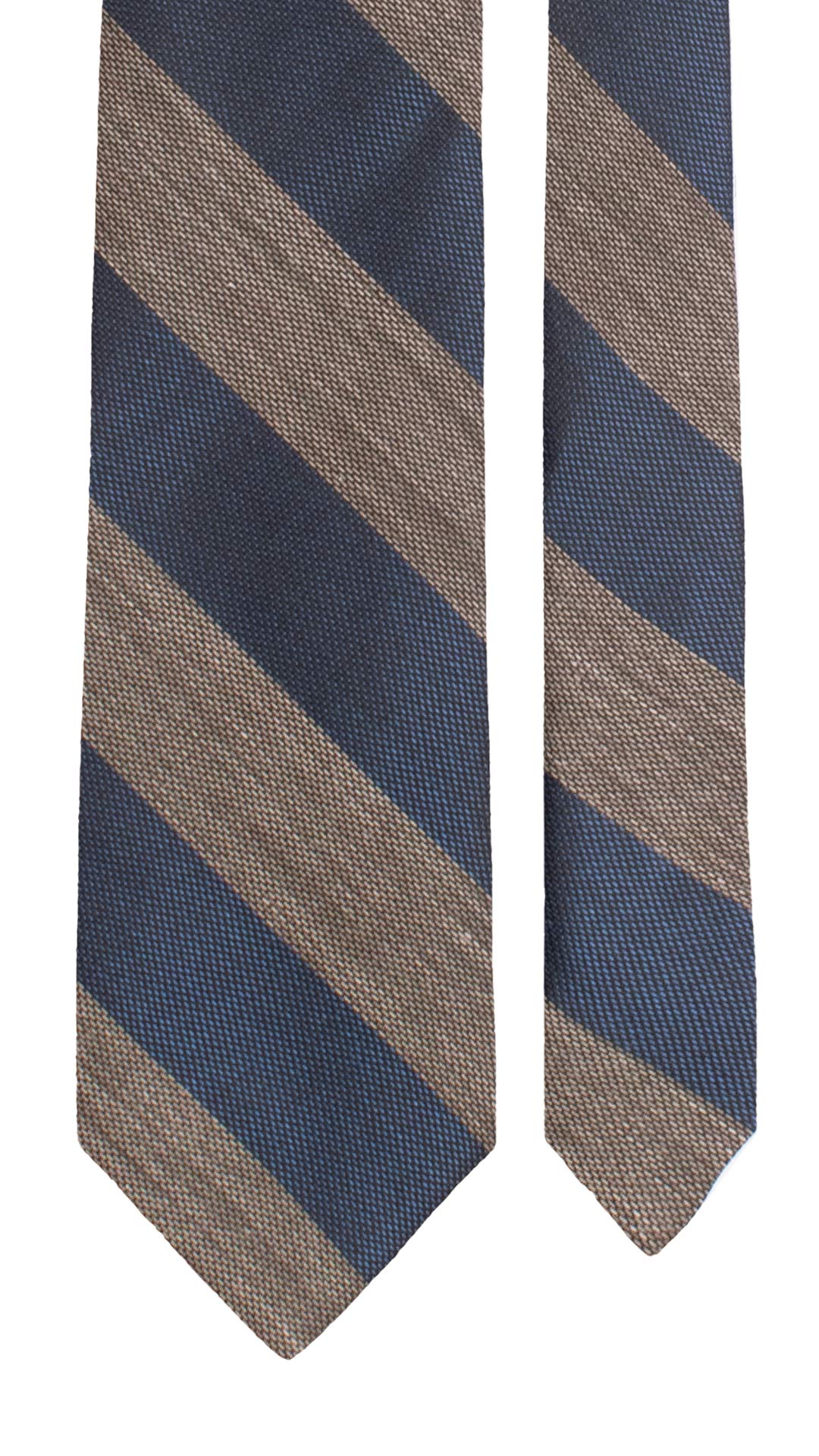 Cravatta Regimental di Seta con Righe Blu Grigio Tortora AN7753 Made in Italy Graffeo Cravatte Pala